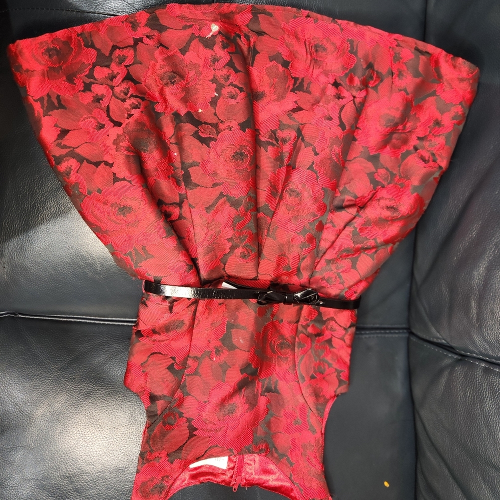 Red floral dress